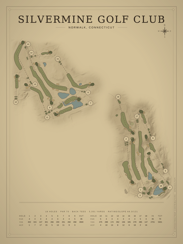 Silvermine Golf Club Course Map poster
