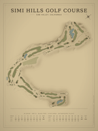 Simi Hills Golf Course map poster, Vintage style, 12×16 / 18×24