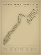 Skaneateles Country Club course map poster, Vintage style, 12×16 / 18×24