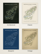 Skippack Golf Course map poster in four styles: Architectural, Classic, Blueprint and Vintage