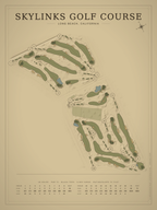 Skylinks Golf Course map poster, Vintage style, 12×16 / 18×24