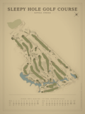 Sleepy Hole Golf Course map poster, Vintage style, 12×16 / 18×24