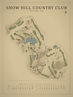 Snow Hill Country Club course map poster, Vintage style, 12×16 / 18×24