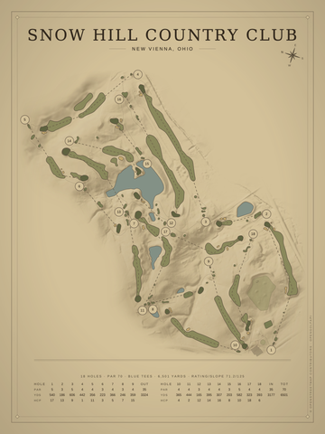 Snow Hill Country Club Course Map poster
