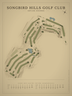 Songbird Hills Golf Club course map poster, Vintage style, 12×16 / 18×24