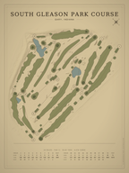 South Gleason Park Course map poster, Vintage style, 12×16 / 18×24
