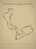 South Golf Course (Sun City) course map poster, Vintage style, 12×16 / 18×24