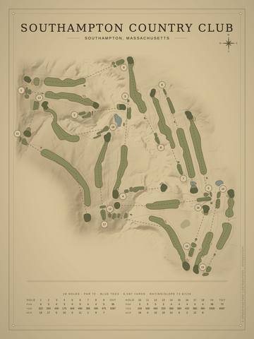 Southampton Country Club Course Map poster