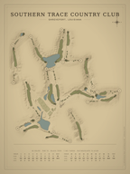 Southern Trace Country Club course map poster, Vintage style, 12×16 / 18×24