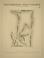 Southridge Golf Course map poster, Vintage style, 12×16 / 18×24