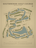 Southwinds Golf Course map poster, Vintage style, 12×16 / 18×24