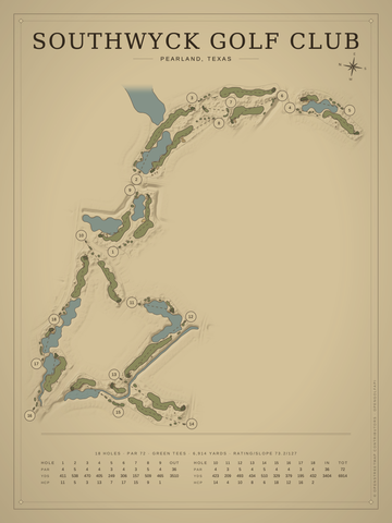 Southwyck Golf Club Course Map poster