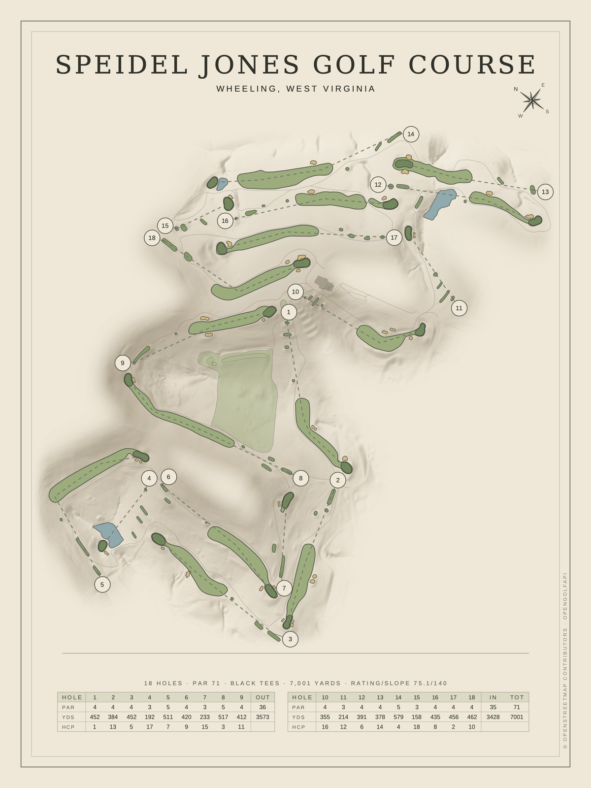 Speidel Jones Golf Course map poster, Classic style, 12×16 / 18×24