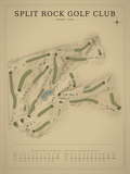 Split Rock Golf Club course map poster, Vintage style, 12×16 / 18×24