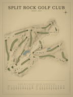 Split Rock Golf Club course map poster, Vintage style, 12×16 / 18×24