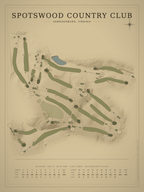 Spotswood Country Club course map poster, Vintage style, 12×16 / 18×24