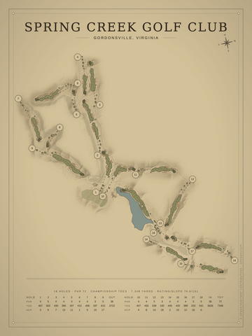 Spring Creek Golf Club Course Map poster