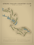 Spring Valley Country Club course map poster, Vintage style, 12×16 / 18×24