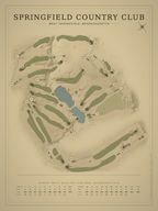 Springfield Country Club course map poster, Vintage style, 12×16 / 18×24