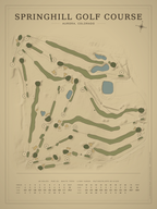 Springhill Golf Course map poster, Vintage style, 12×16 / 18×24