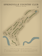 Springville Country Club course map poster, Vintage style, 12×16 / 18×24