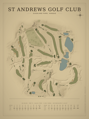 St Andrews Golf Club Course Map poster