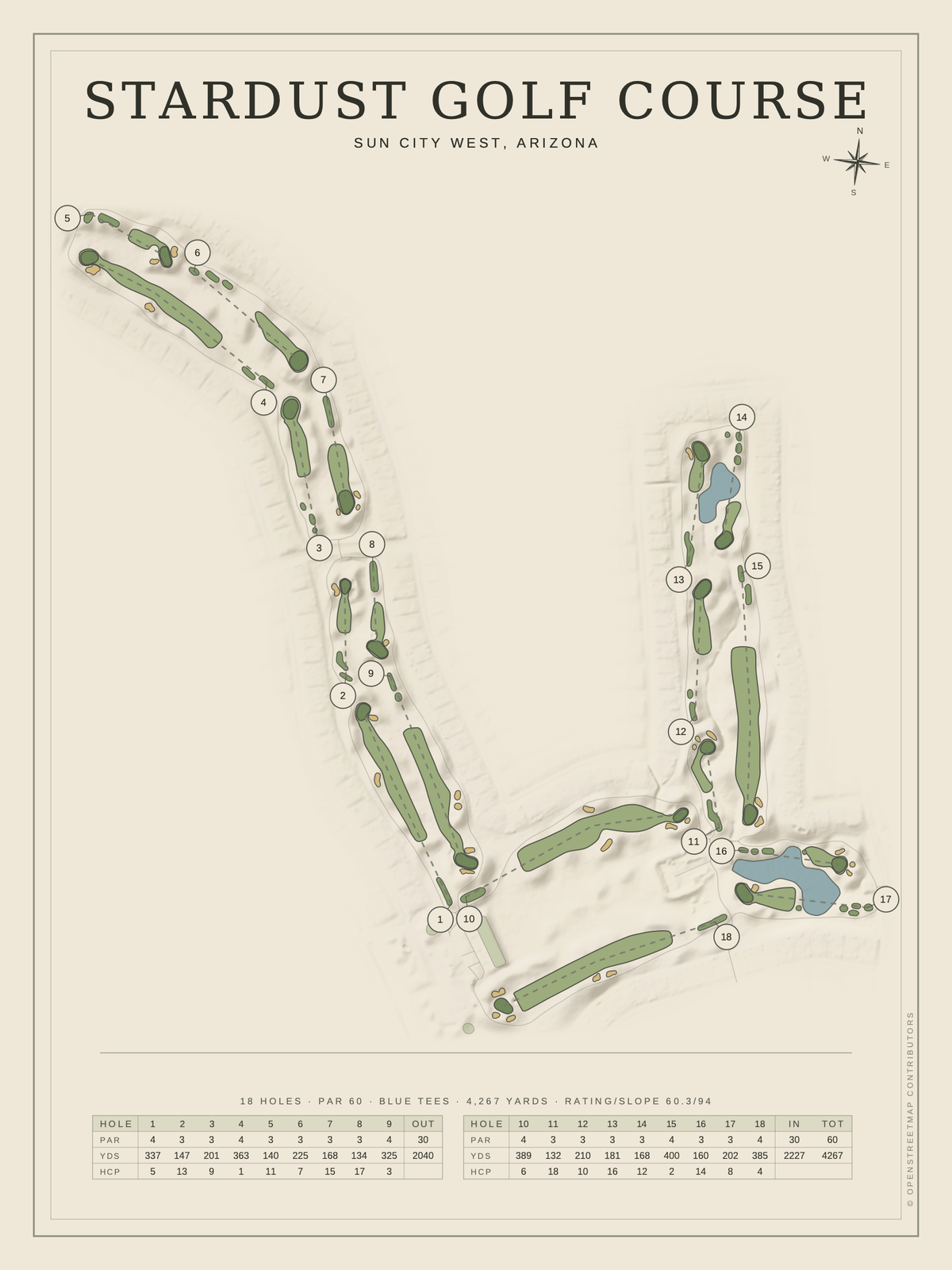 Stardust Golf Course map poster, Classic style, 12×16 / 18×24