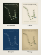 Stardust Golf Course map poster in four styles: Architectural, Classic, Blueprint and Vintage