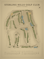 Sterling Hills Golf Club course map poster, Vintage style, 12×16 / 18×24