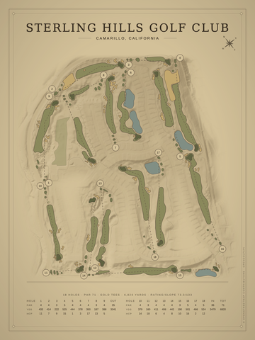 Sterling Hills Golf Club Course Map poster
