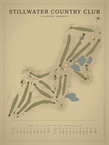 Stillwater Country Club Course Map poster