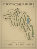 Stillwater Valley Golf Club course map poster, Vintage style, 12×16 / 18×24