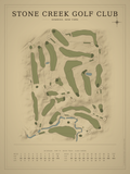Stone Creek Golf Club course map poster, Vintage style, 12×16 / 18×24