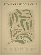 Stone Creek Golf Club course map poster, Vintage style, 12×16 / 18×24