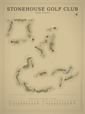 Stonehouse Golf Club course map poster, Vintage style, 12×16 / 18×24