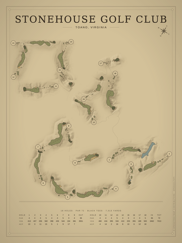 Stonehouse Golf Club Course Map poster