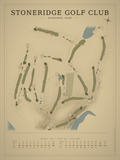 Stoneridge Golf Club course map poster, Vintage style, 12×16 / 18×24