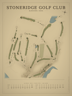 Stoneridge Golf Club course map poster, Vintage style, 12×16 / 18×24
