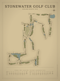 Stonewater Golf Club course map poster, Vintage style, 12×16 / 18×24