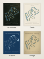 Stoneybrook Golf Club-Estero course map poster in four styles: Architectural, Classic, Blueprint and Vintage