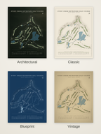 Stony Creek Metropark Golf Course map poster in four styles: Architectural, Classic, Blueprint and Vintage