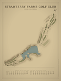 Strawberry Farms Golf Club course map poster, Vintage style, 12×16 / 18×24