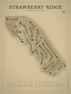 Strawberry Ridge course map poster, Vintage style, 12×16 / 18×24