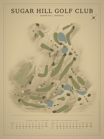 Sugar Hill Golf Club Course Map poster
