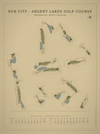 Sun City - Argent Lakes Golf Course map poster, Vintage style, 12×16 / 18×24