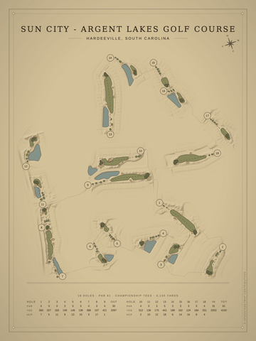 Sun City - Argent Lakes Golf Course Map poster