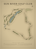 Sun River Golf Club course map poster, Vintage style, 12×16 / 18×24