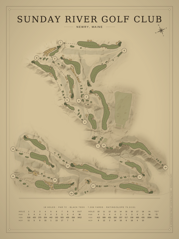 Sunday River Golf Club Course Map poster