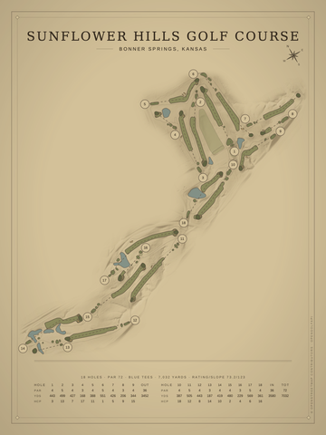 Sunflower Hills Golf Course Map poster