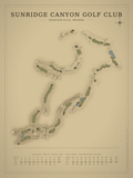 SunRidge Canyon Golf Club course map poster, Vintage style, 12×16 / 18×24
